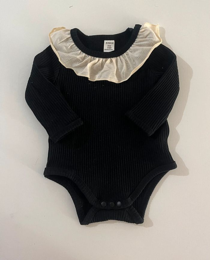 Ensemble body salopette noir - 3/6 mois - Shein - photo numéro 3