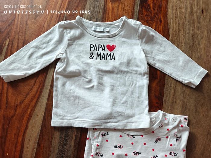 Lot 2 t shirts manches longues mama & papa - photo numéro 2
