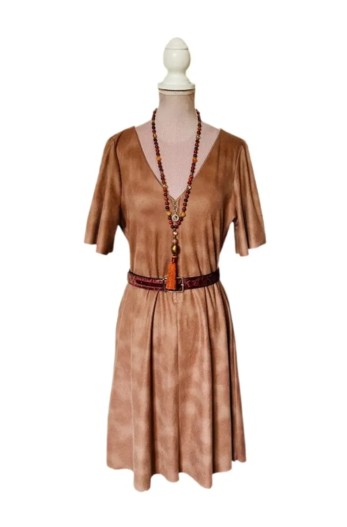 🧡🍁Robe automnale suédine bohème chic L/40 Suede-effect Boho dress🍁🧡 - photo numéro 2