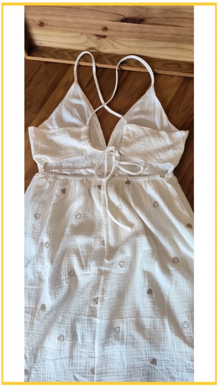 Robe mi-longue gaz de coton brodé été xxl - photo numéro 2