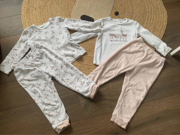 Lot 2 pyjama velours blanc rose biche La Redoute 2 ans - photo numéro 2