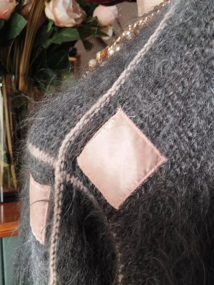 🌹Pull Gris & Crème Mohair & Laine Collection Vintage Lucy Lockett T44/48🌹 - photo numéro 8
