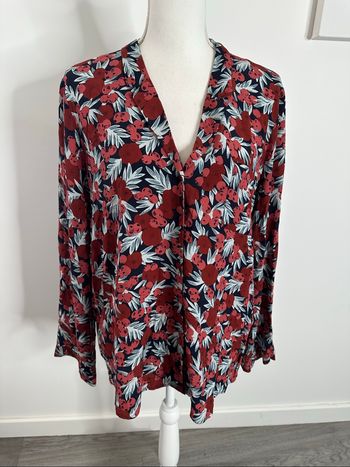 Chemisier à fleurs rose rouge bordeaux Des Petits Hauts T42 XL