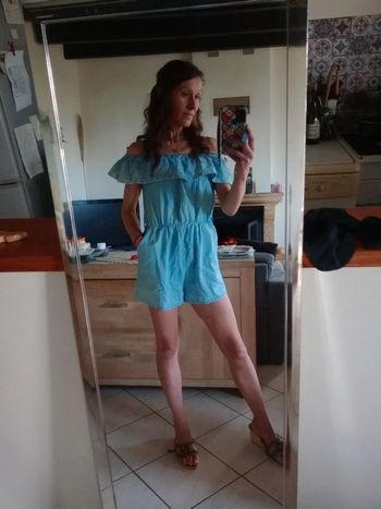 Combishort femme type Jean bleu clair c76