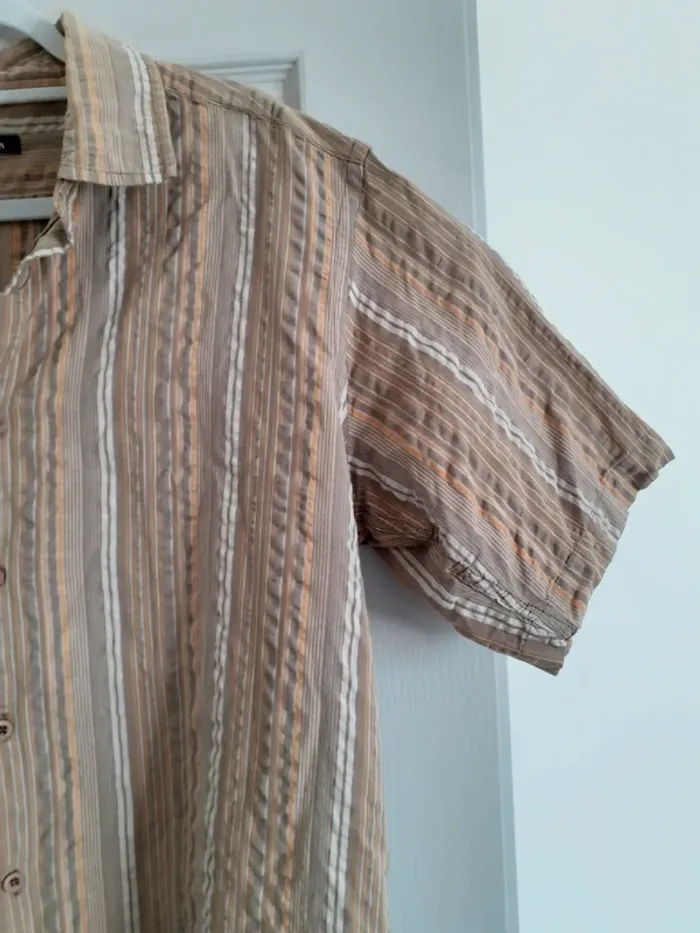 Chemise à rayures marron et orange taille XL - photo numéro 2