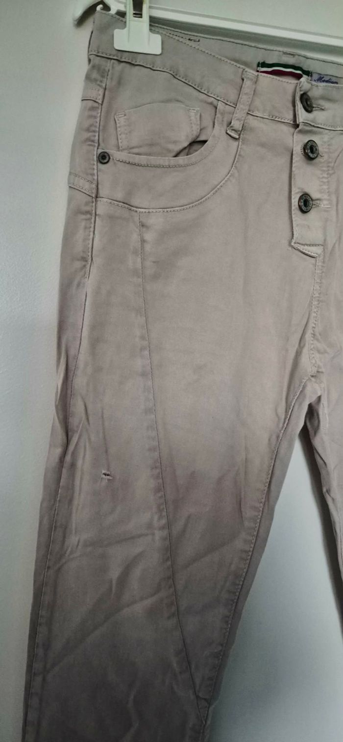 Pantalon Please beige taupe – Coupe Slim – Taille M - photo numéro 3