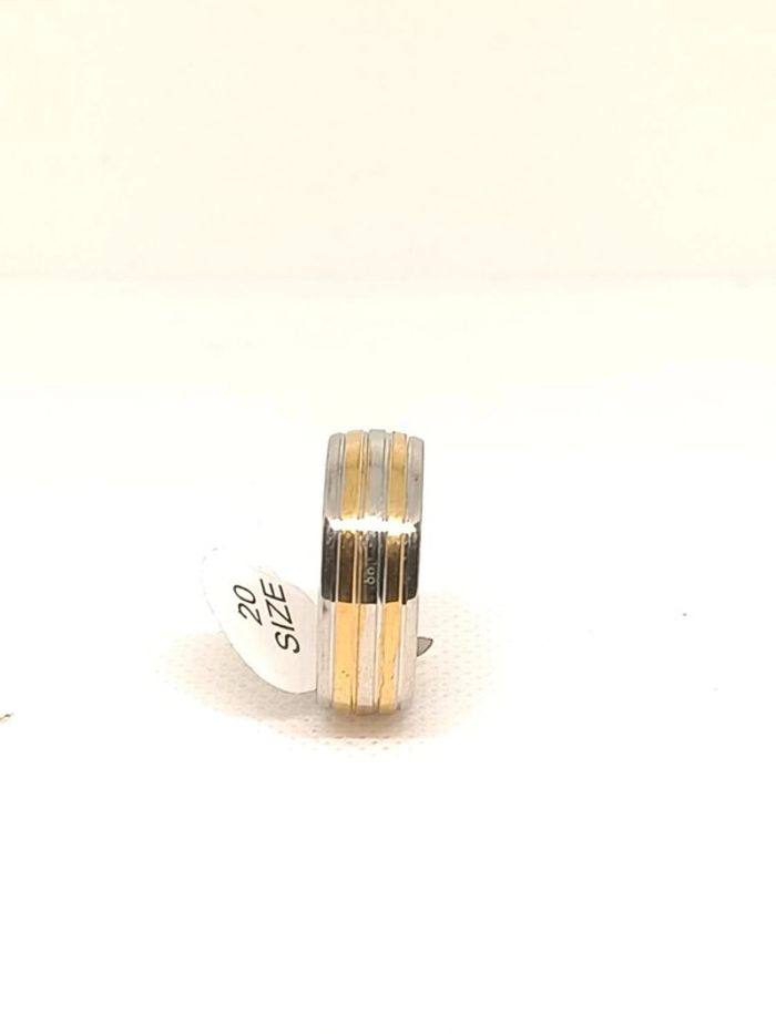 Bague anneau acier doré et argenté type alliance - photo numéro 2