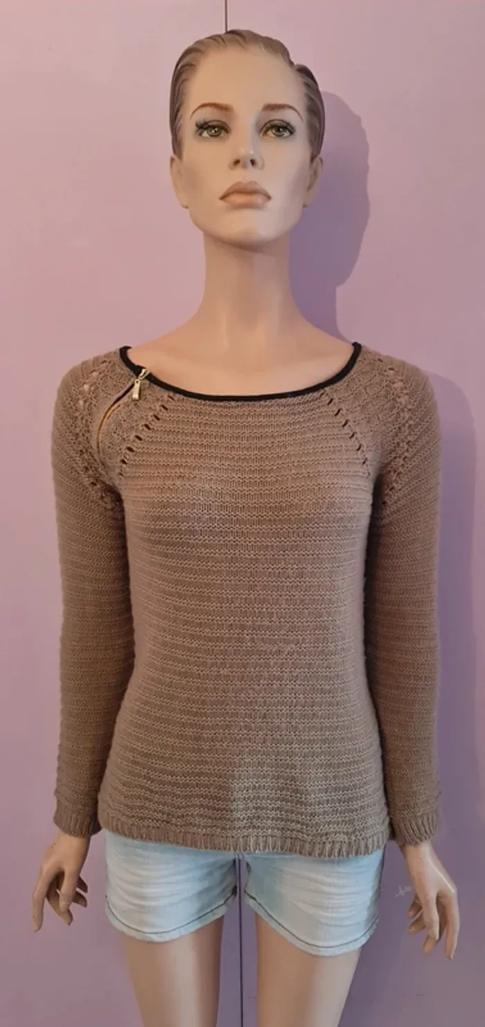 Pull femme en laine marron
