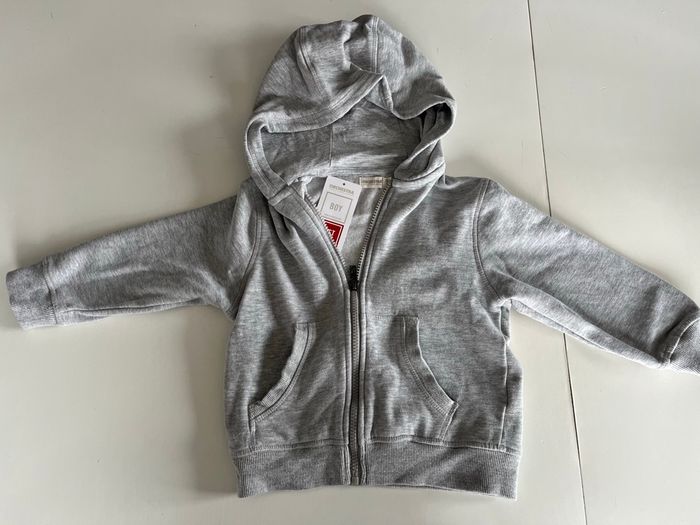Sweat zippé à capuche gris clair 4 ans - photo numéro 4