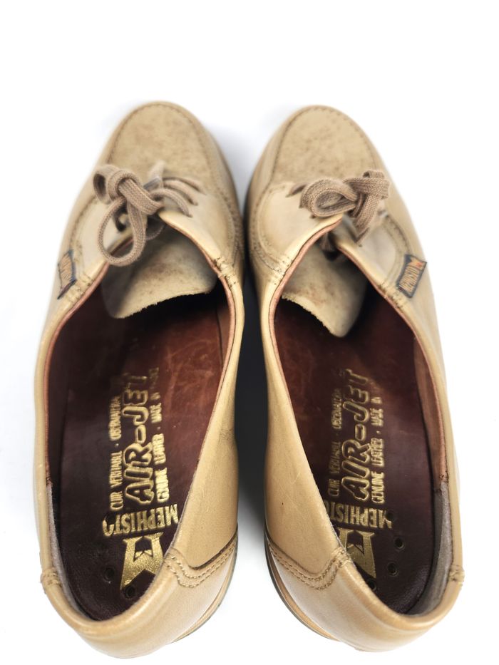 Chaussures Mephisto Femme Cuir Beige Compensées Pointure 37 US 6.5 à Lacets - photo numéro 9