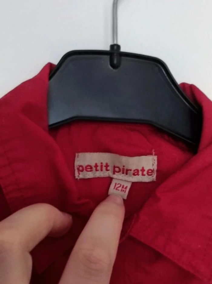 Chemise tee-shirt 2 en 1 rouge bordeaux beige rayure rayé Petit Pirate - photo numéro 5