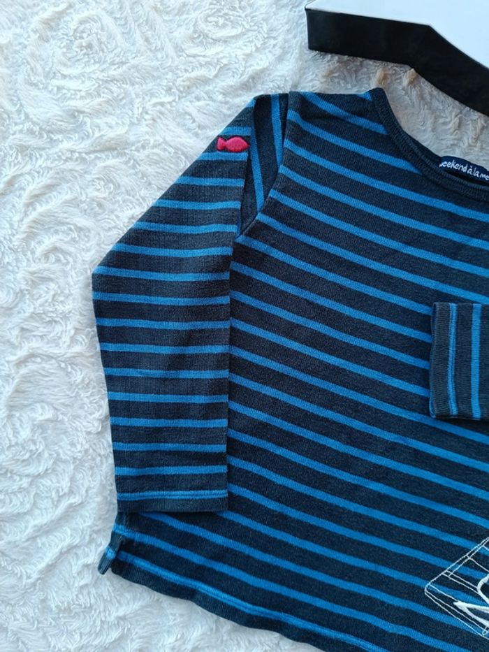 Sweat pull léger ou tee shirt épais rayé Garçon 4 ans weekend à la mer 100% coton - photo numéro 2