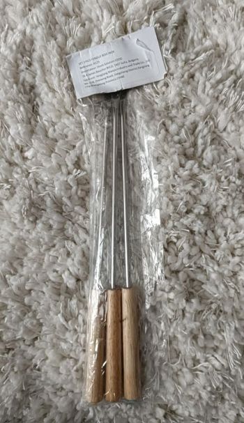 3 fourchettes pour fondue en bois et inox