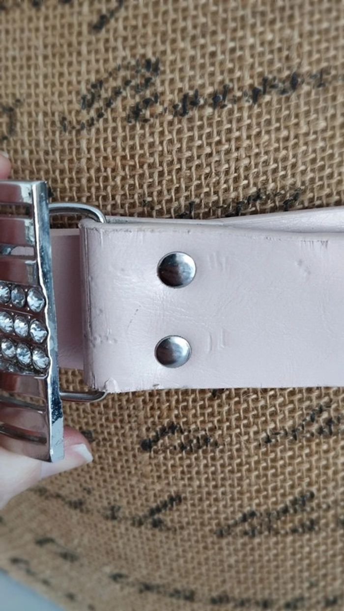 Ceinture rose boucles argenté 90 cm - photo numéro 4
