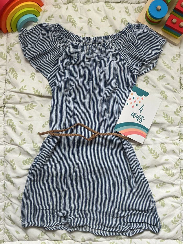 robe manches courtes rayé bleu et blanc 4 ans kiabi - photo numéro 2