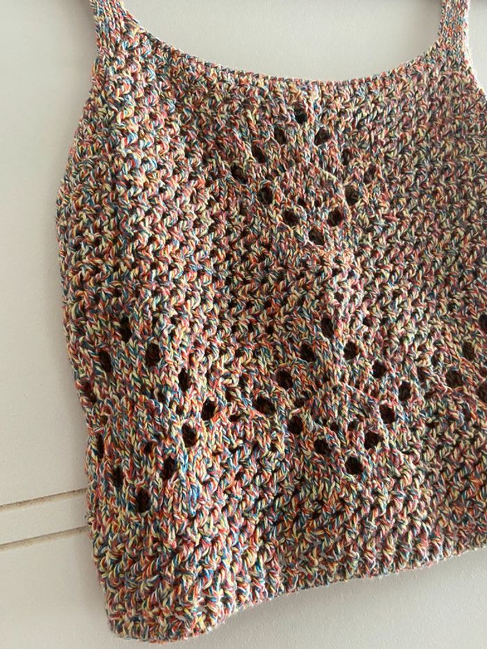 Crop top en maille ajouré multicolore - photo numéro 2