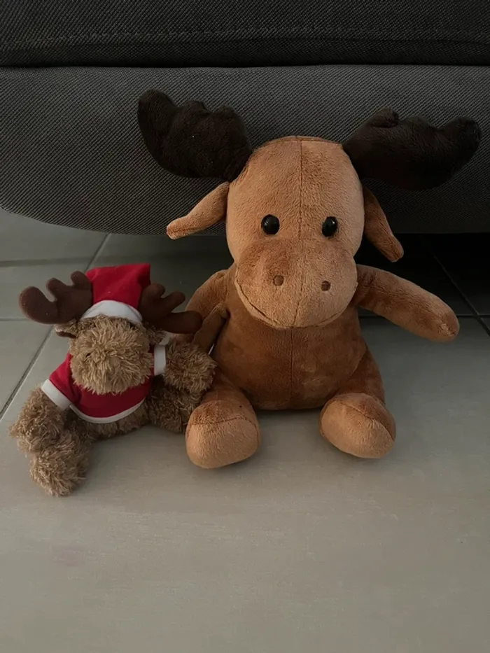 Neuf Lot de 2 peluches rennes de Noël - photo numéro 2