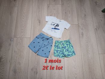 Lot de 2 shorts + 1 t-shirt 1 mois