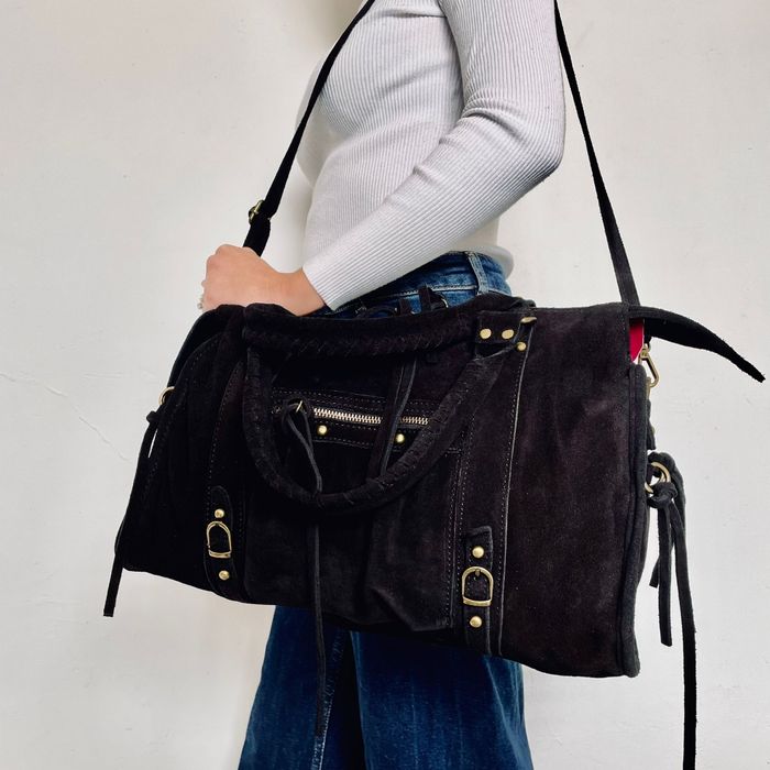 🇮🇹Sac a main 100% Cuir  Daim Noir verapelle🇮🇹 The genuine leather neuf avec Bandoulière - photo numéro 5