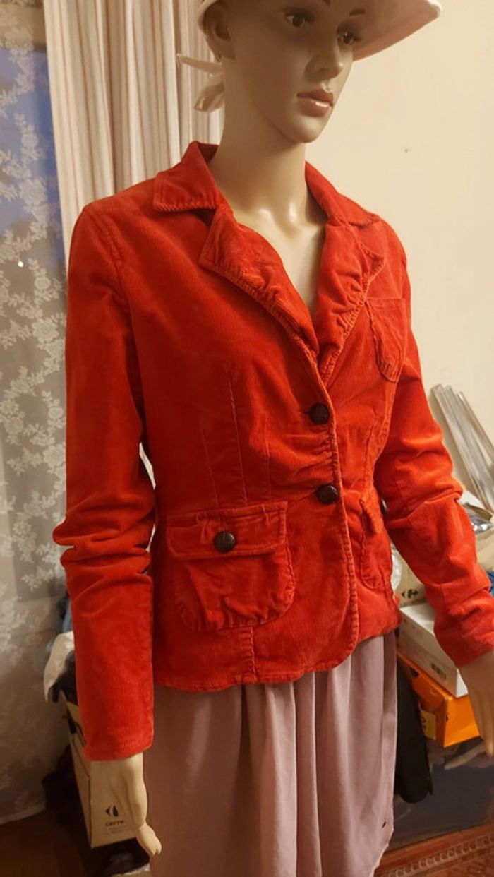 Veste rouge velour Essentiel Antwerp taille 40 - photo numéro 4