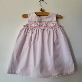 Bonpoint - robe en popeline rose avec smocks 6 mois