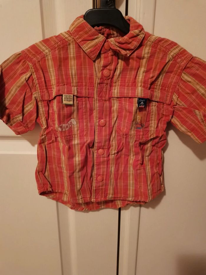 Chemise manches courtes à carreaux orange