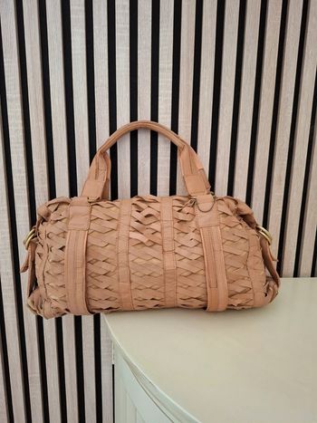 Sac cuir tressé marron