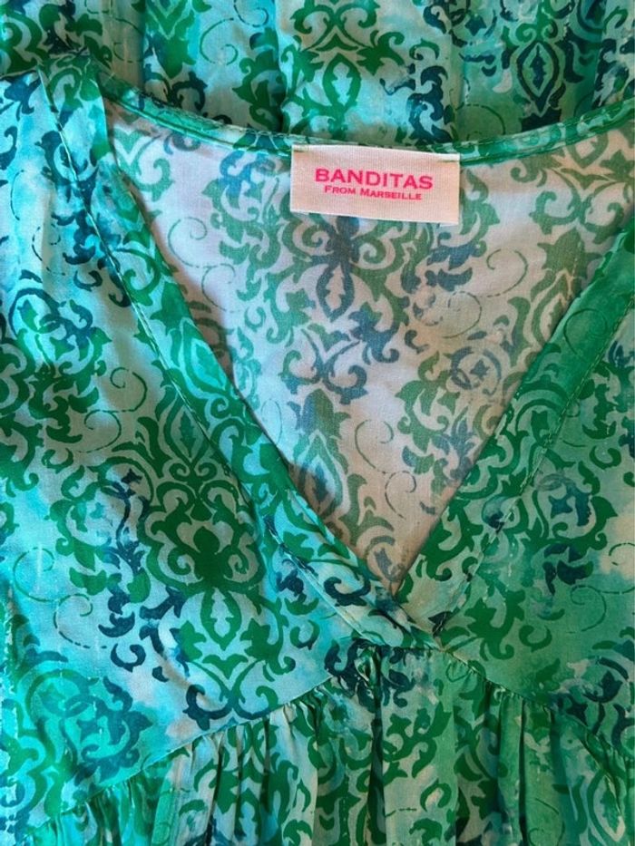 Robe fluide verte à motifs – Banditas from Marseille, taille 36/38 - photo numéro 4