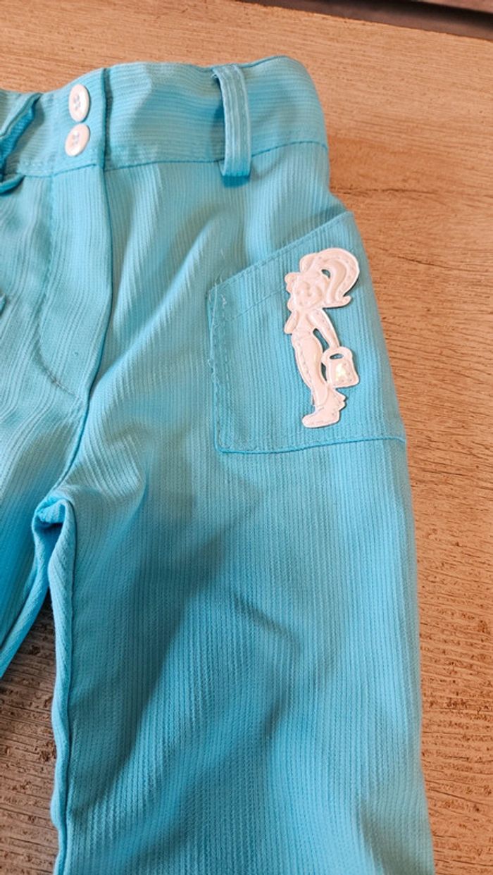 Pantalon vintage patte d éléphant, turquoise, élastique, Pantalon Mickaela, 4 ans, nickel - photo numéro 4