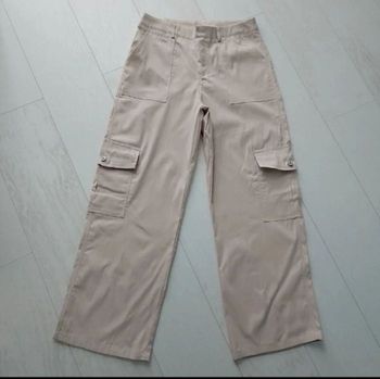 Pantalon crème cargo large Heng sheng jeans