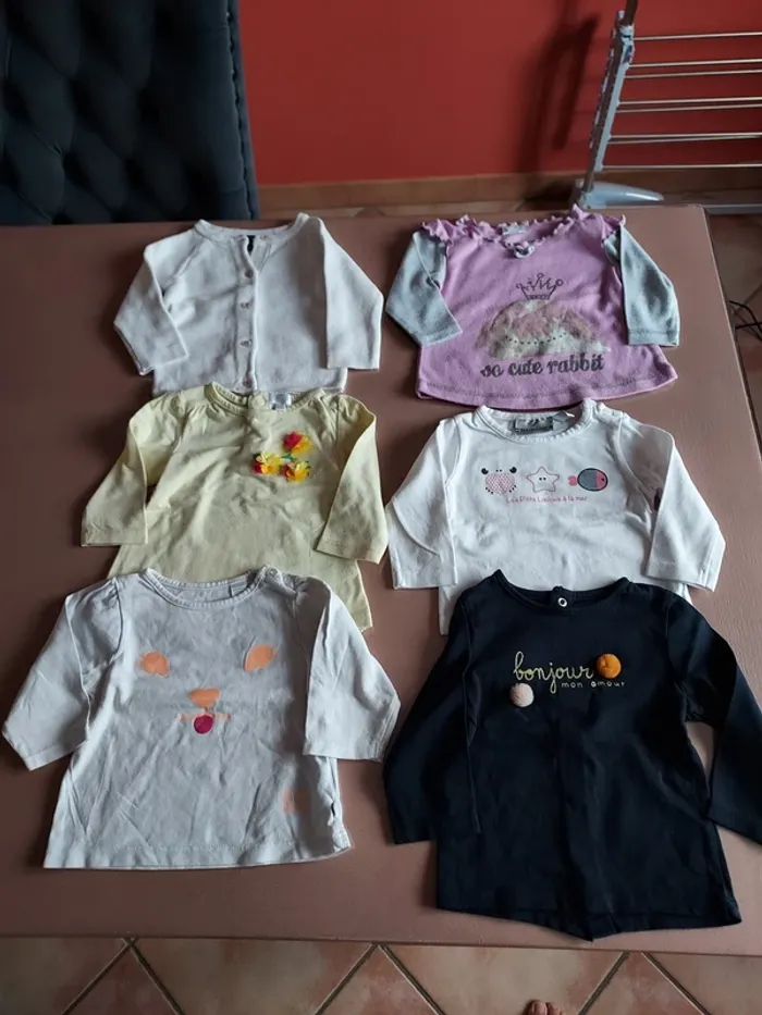 lot 6 tee shirt manches longues 6 mois