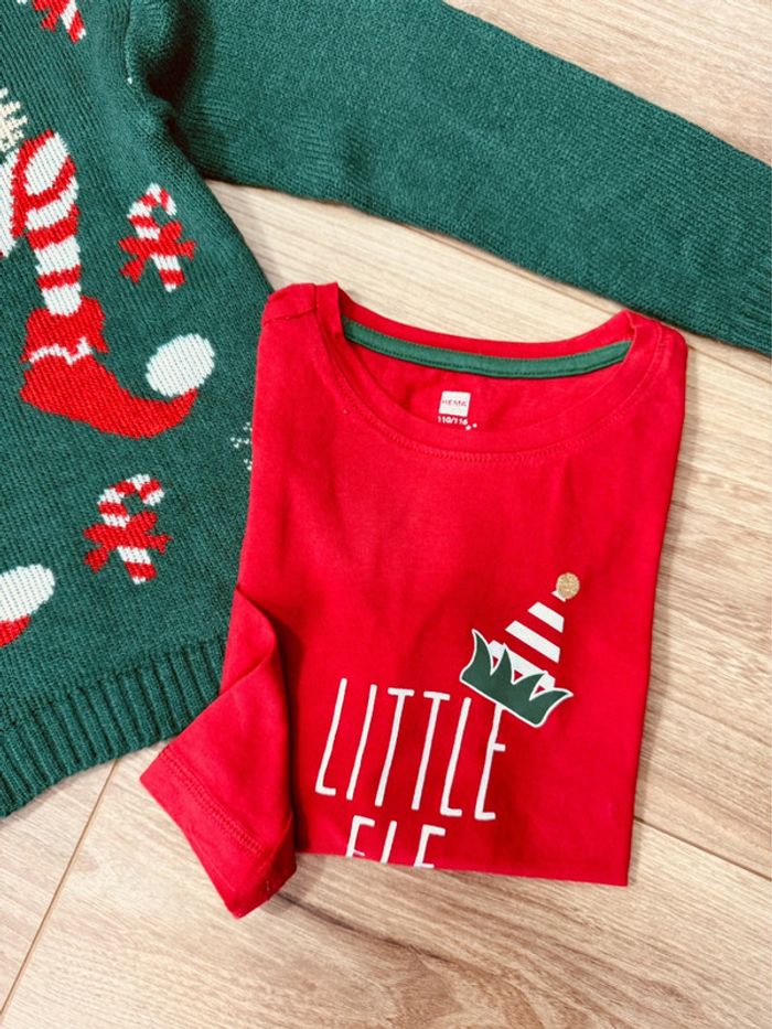 Taille 6 ans teeshirt et pull Noël garçon Kiabi Hema vert rouge * lutin * 🎄 - photo numéro 3
