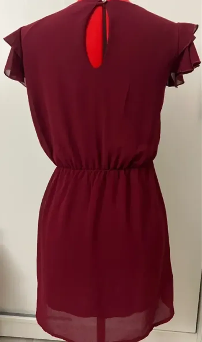 Robe patineuse à volants rouge bordeaux Talia Benson - photo numéro 5