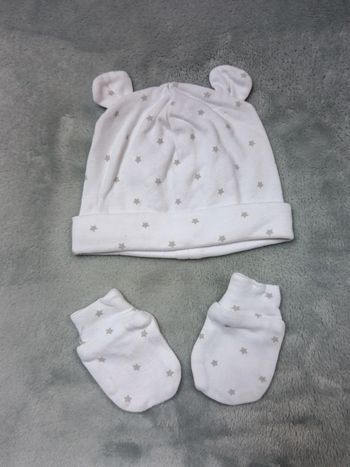 Bonnet + mouffle naissance