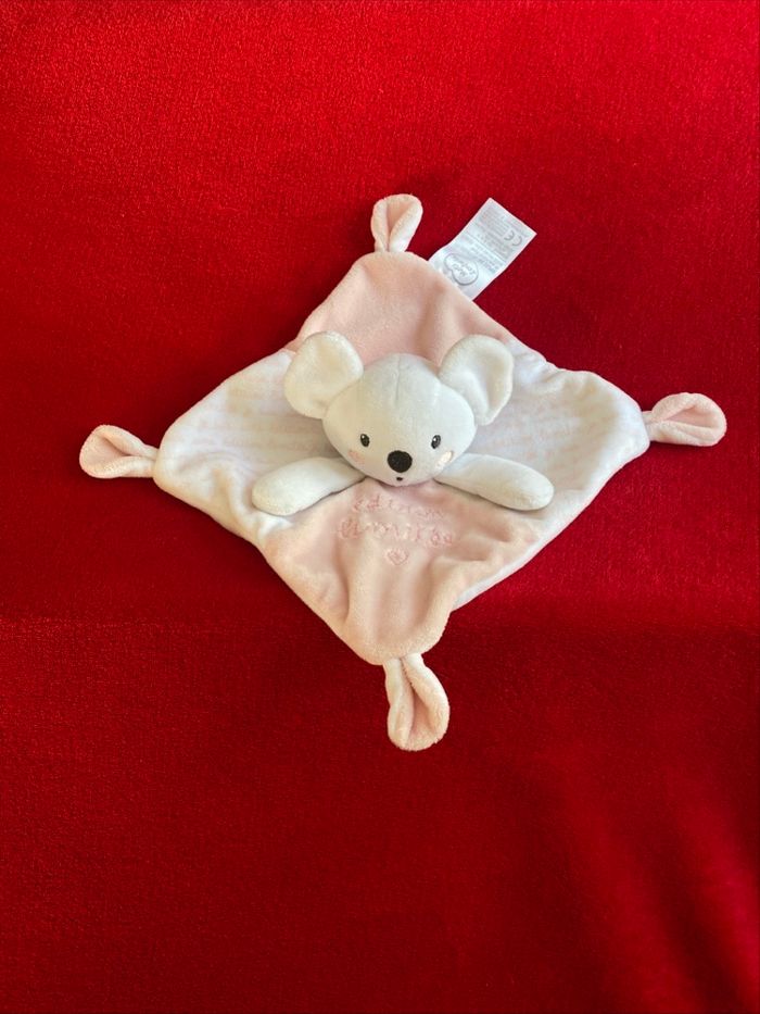 Mots d enfants doudou plat souris carré rose blanc édition limitée neuf - photo numéro 6