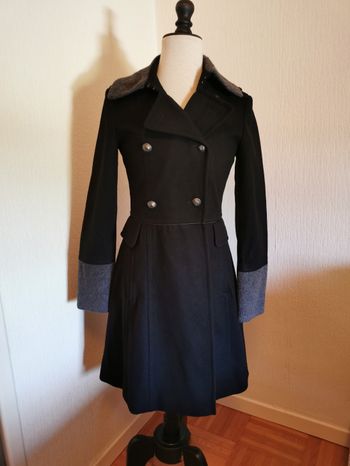Manteau mi long noir et gris Mexx