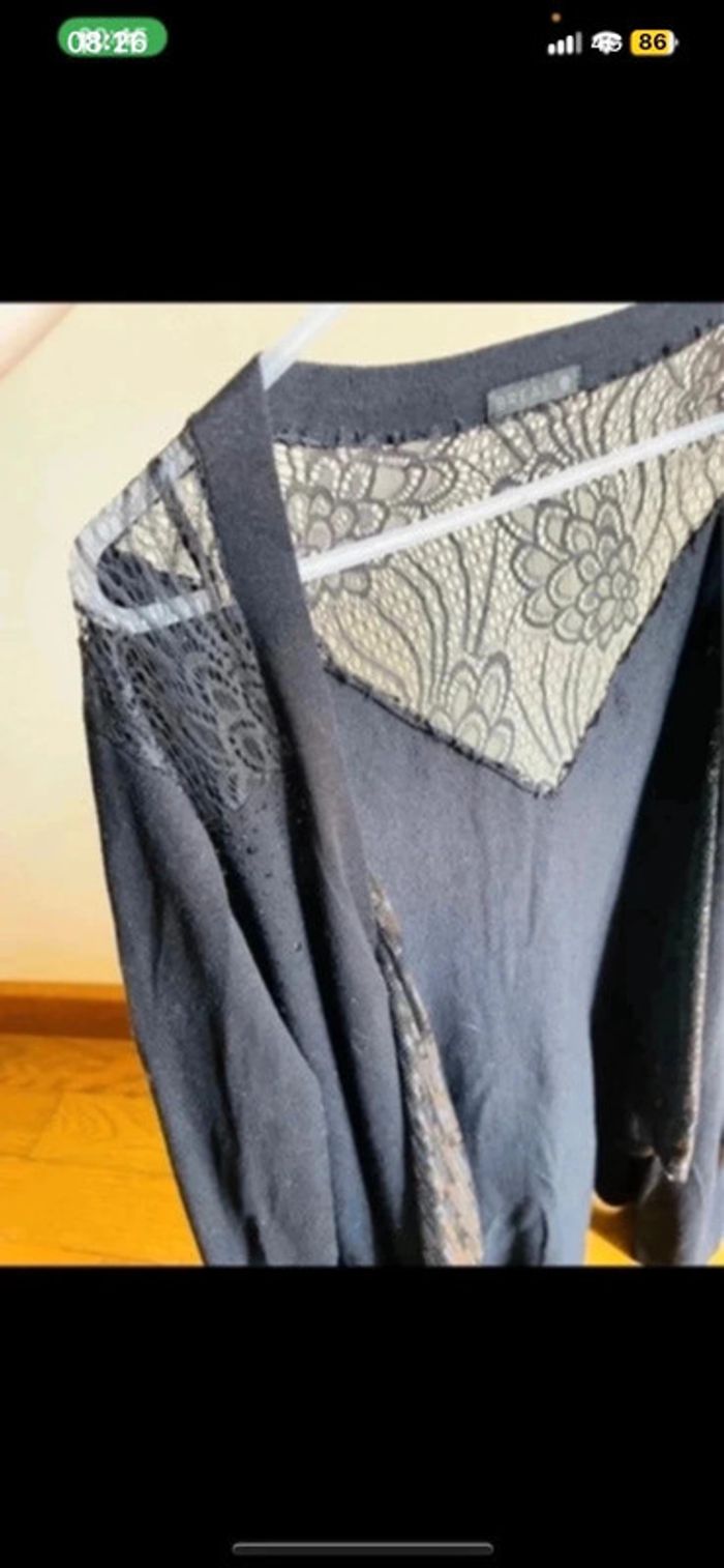 Sublime pull manche longue gilet noir breal avec dentelle - photo numéro 6