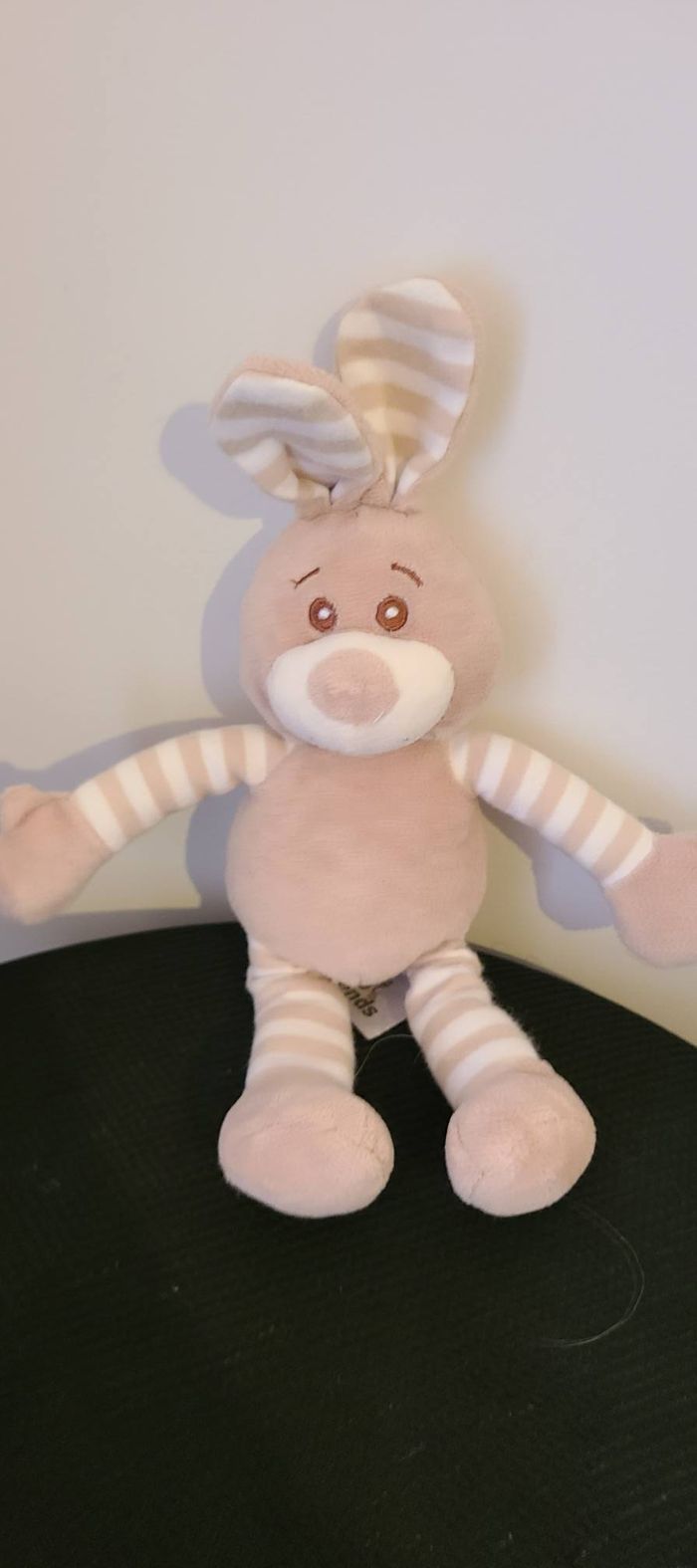 Doudou lapin beige blanc rayé SOFT FRIENDS - photo numéro 2