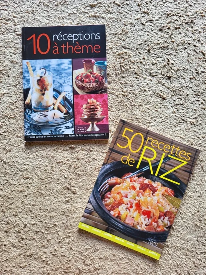Lot de 2 livres de cuisine recettes de riz et réceptions à thème