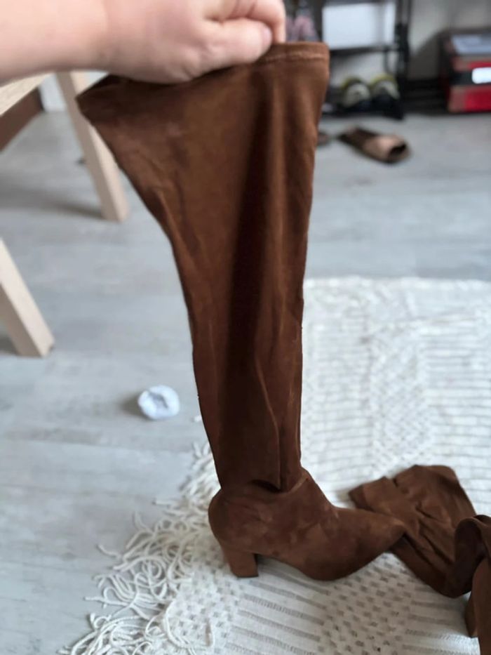 Cuissardes femme en daim marron bouts pointus taille 38 - photo numéro 5