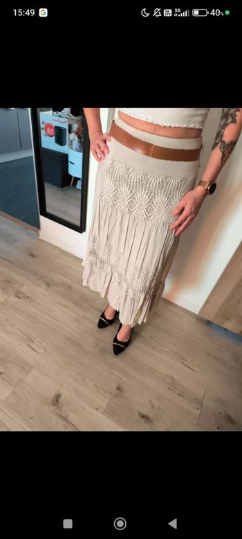 🤍 Jupe longue bohème beige – Taille L (40)