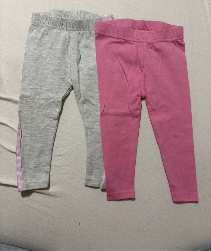 💗 Lot de 2 leggings : gris + rose – 62/68