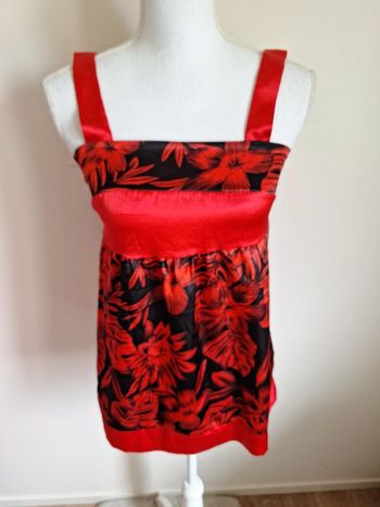 Debardeur satiné rouge et noir TU #FTU-022