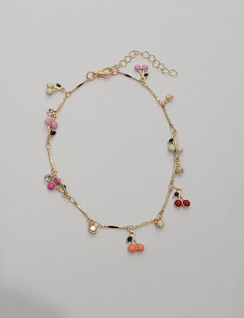 CHAINE CHEVILLE PETITES CERISES MULTICOLORES ! NEUF !