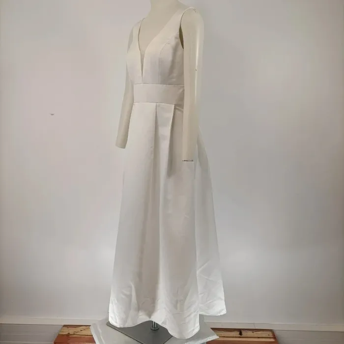 Robe longue blanche satinée Charms avec veste boléro assortie taille S cérémonie A099 - photo numéro 3