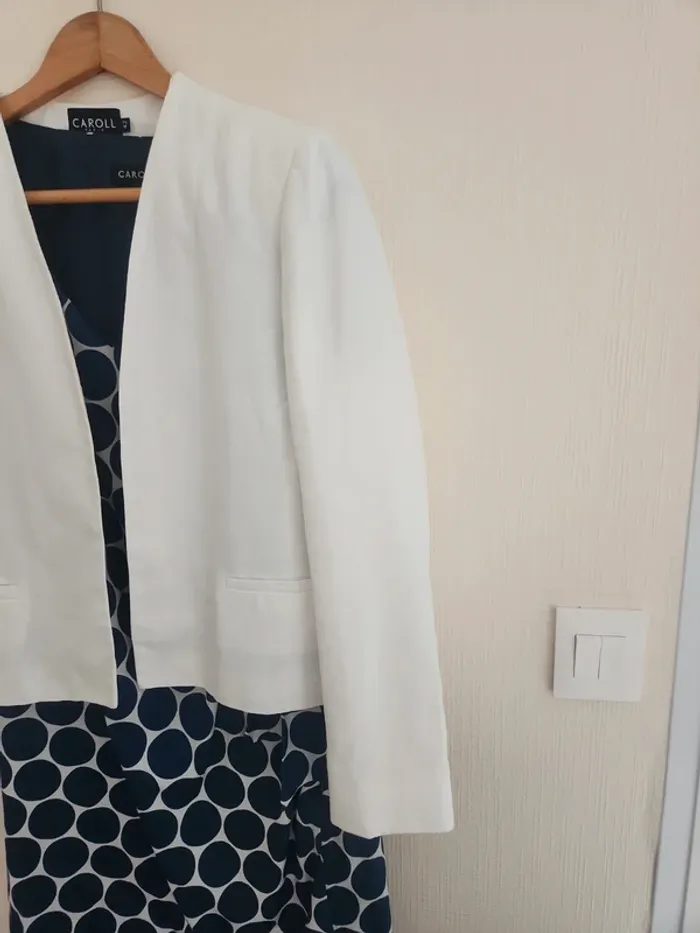 Blazer blanc crème en lin chic Caroll 42 - photo numéro 3