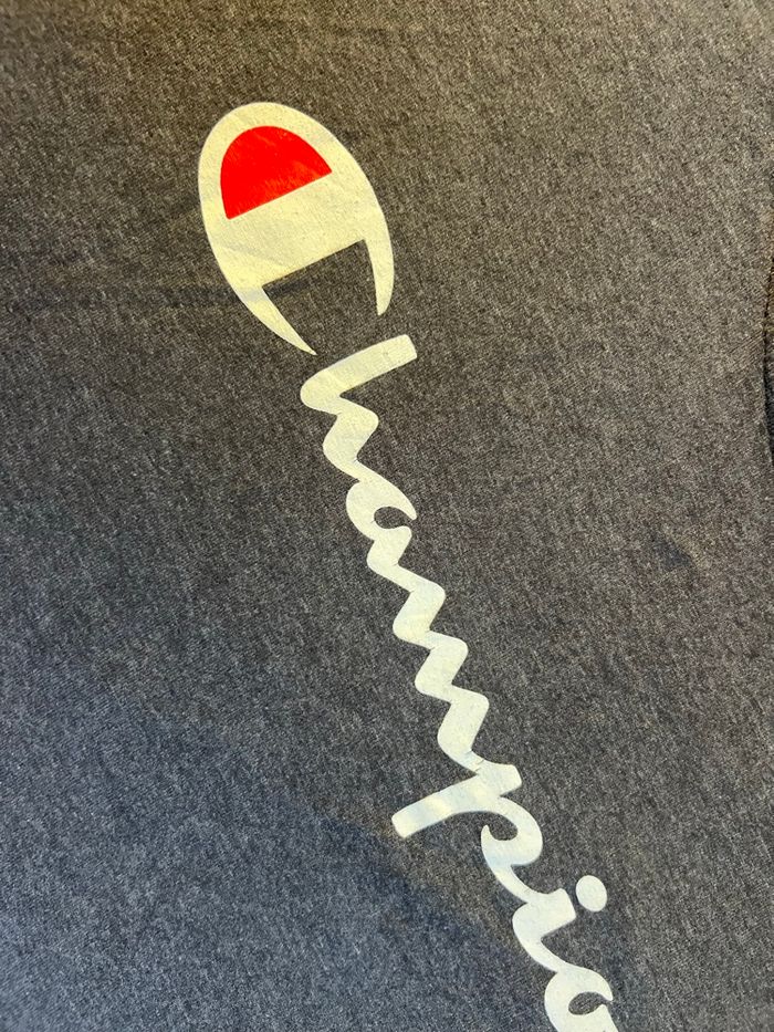 T-shirt manches longues Champion gris anthracite - Logo script - Taille L - photo numéro 3