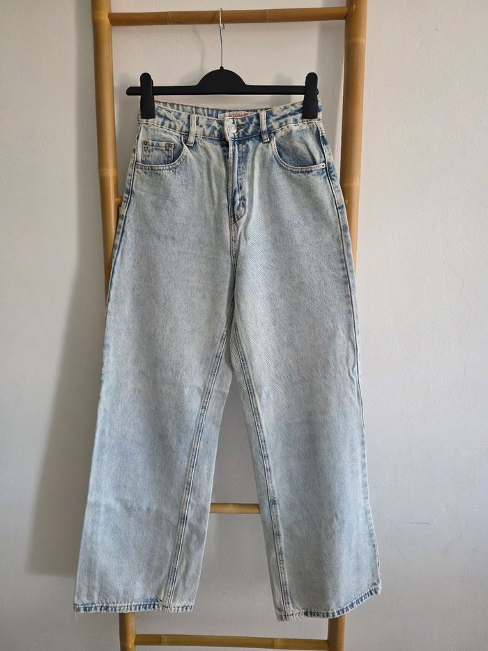 Jeans jambes larges type wide taille haute