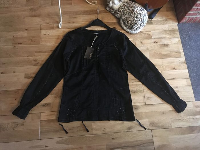belle chemise noire coutures beiges &compagnie neuve 38 - photo numéro 2
