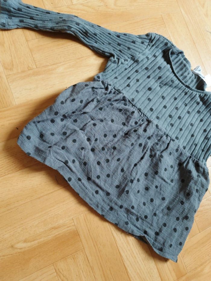 Haut fille Zara gris a pois noir 18-24 mois - photo numéro 2